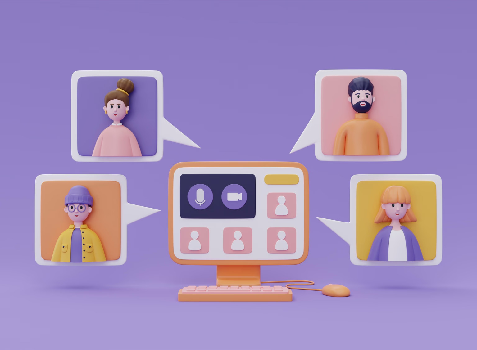 video call grid of participants